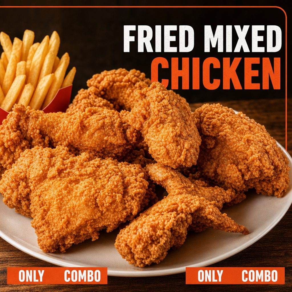 2pcs Mixed Chicken Combo W/fries,can Soda.