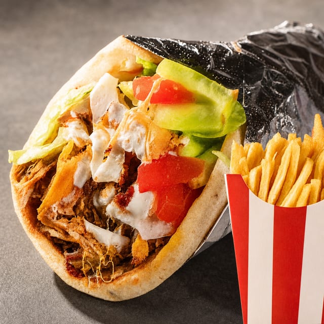 #44 Chicken Gyro Combo comes W/fries 1 can soda\Before. #46.