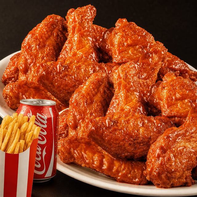 15 PCS Special Buffalo Wings Any Flavor Combo With Fries And 20 Oz Soda.
