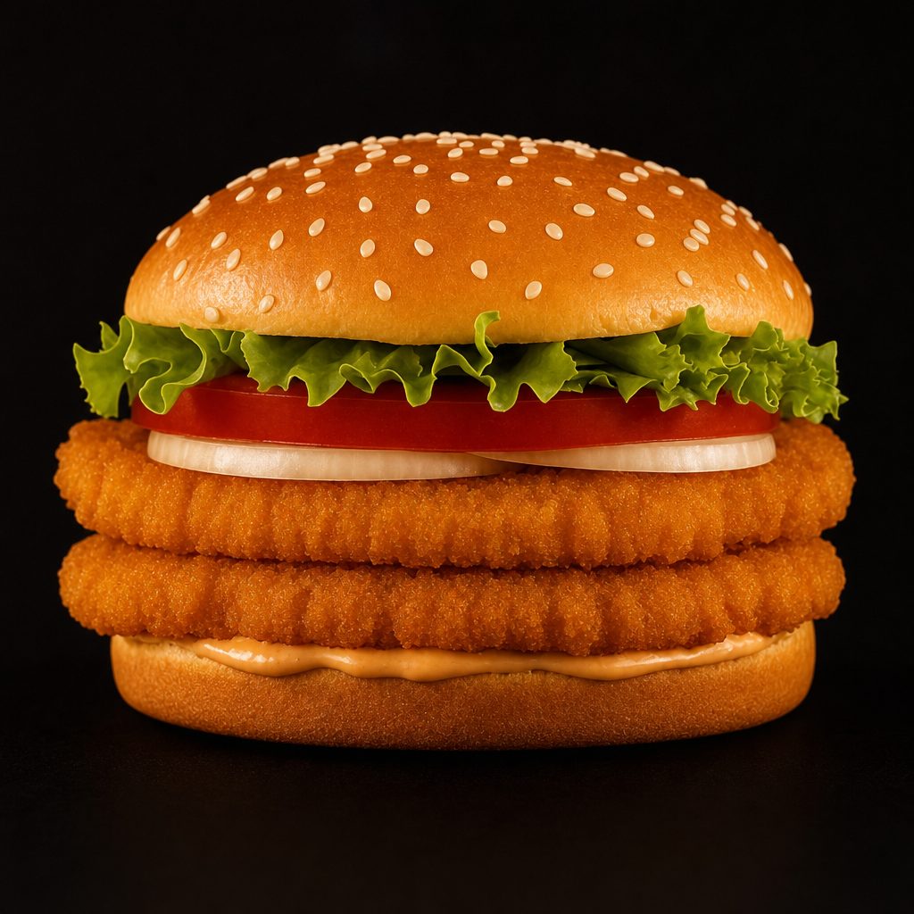 #32 Double Patty Fish Sandwich Combo W/fries a can soda.