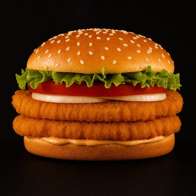 #32 Double Patty Fish Sandwich Combo W/fries a can soda.