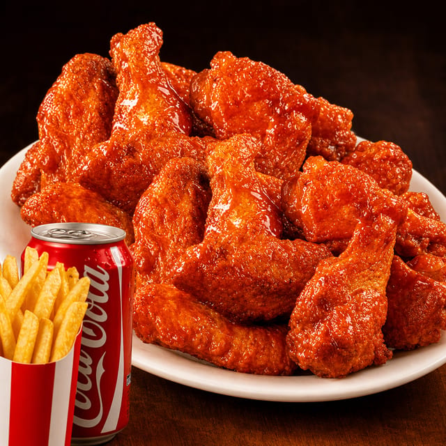 42 Pieces Buffalo Wings Any Flavor.