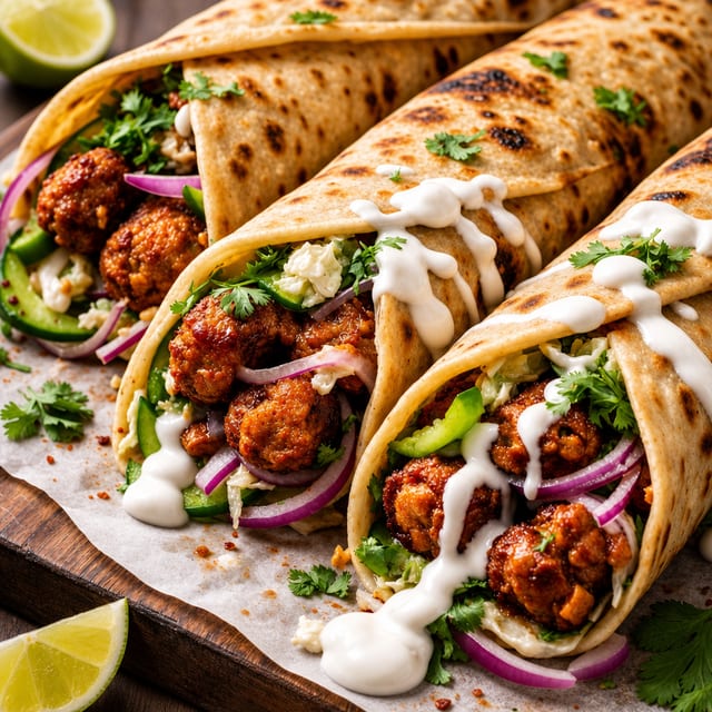 Chicken Tikka, kofta Paratha Roll.