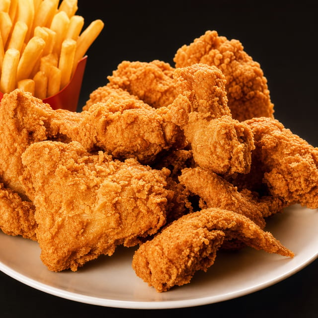 4pcs Mix Chicken Combo W/fries, Can Soda.