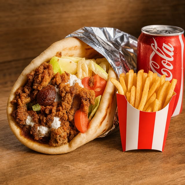 #45 Lamb Gyro Combo comes W/fries 1 can soda\Before. #47.