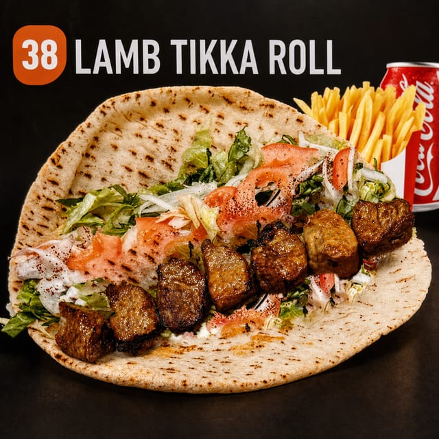 #49 Lamb Tikka Roll W/ Fries And Can Soda \Before. #38.