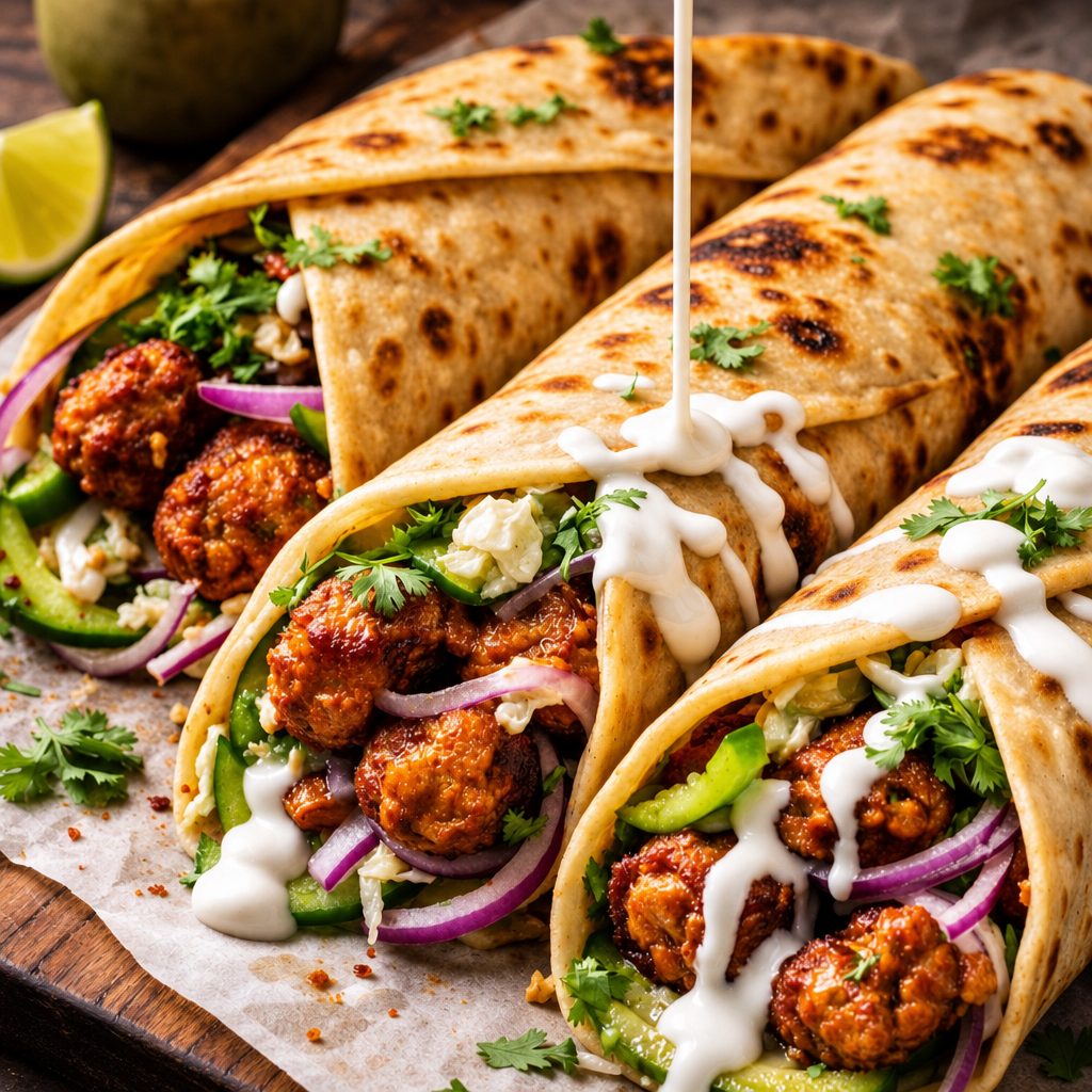 Chicken Tikka ,kofta Paratha Roll Combo.