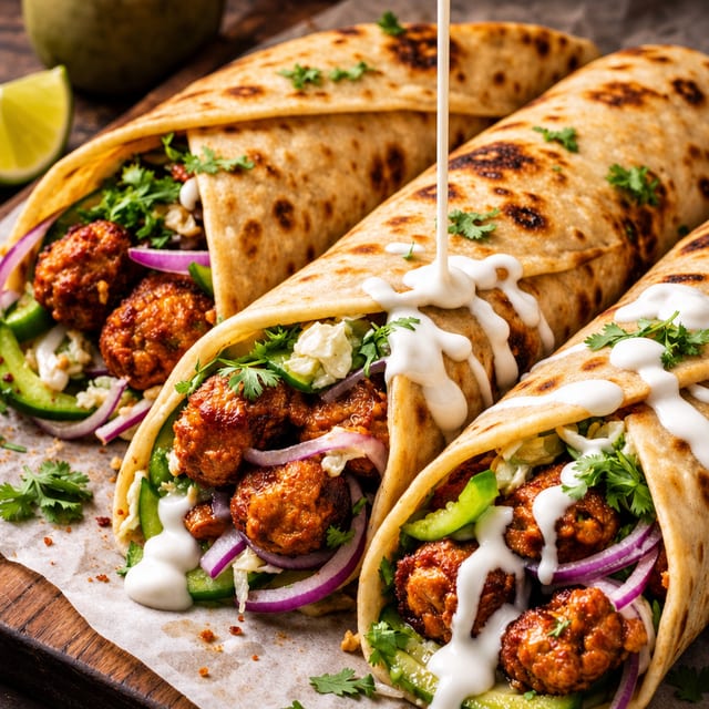 Chicken Tikka, kofta Paratha Roll Combo.