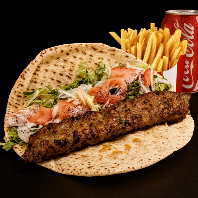 #51 Beef Kofta Roll W/ Fries And Can Soda\Before. #40.