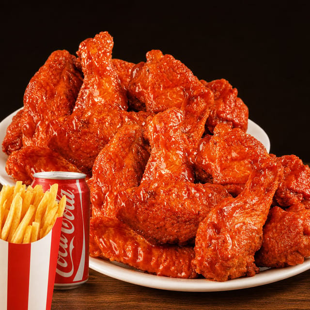 6 PCS Special Buffalo Wings Any Flavor Combo Can Of Soda w/ Fries.
