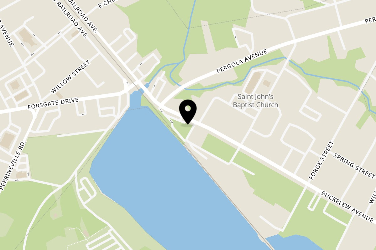 Map showing the location of Jersey Kabob Platters & Grill on 200 Buckelew Ave #5600 in Jamesburg